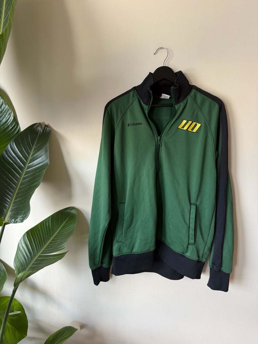 Columbia Oregon Ducks Track Jacket Size L Green Black Full Zip